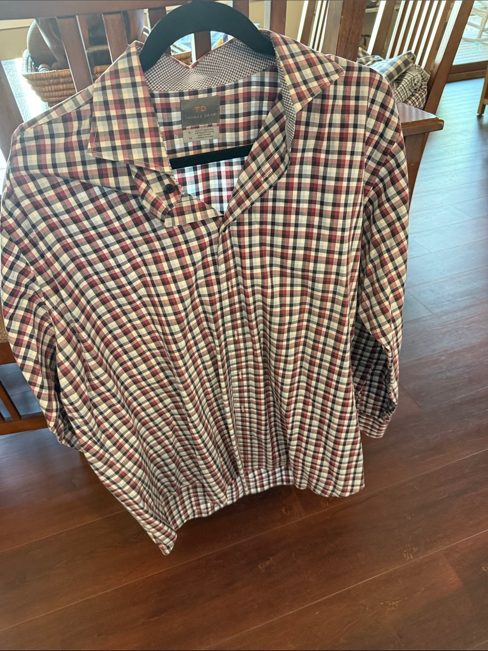 Thomas Dean Plaid Button-Down Shirt - Red, Navy & White